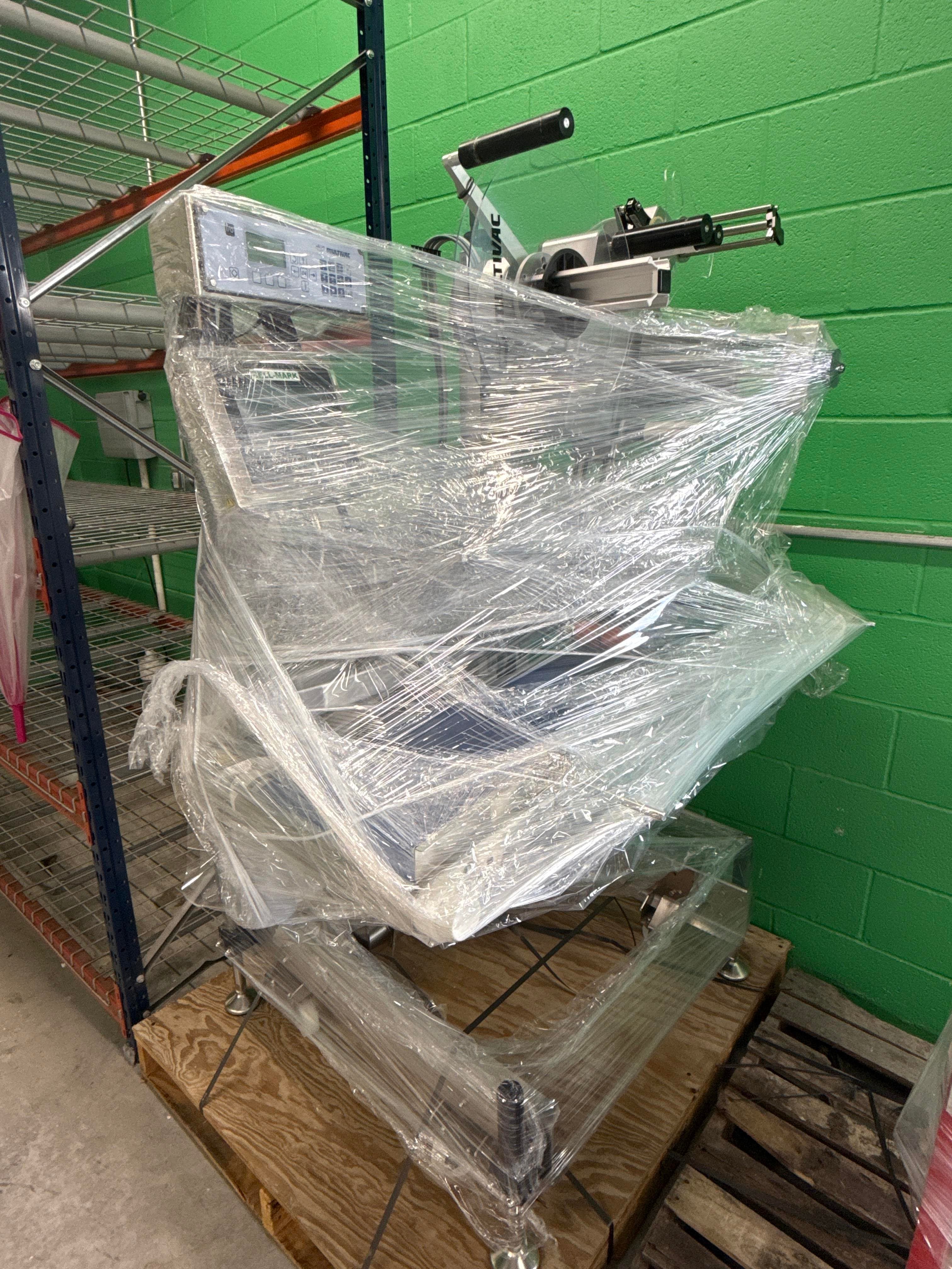 Multivac Automatic Labeling System with Bell Mark Printer, Stainless Mobile Base