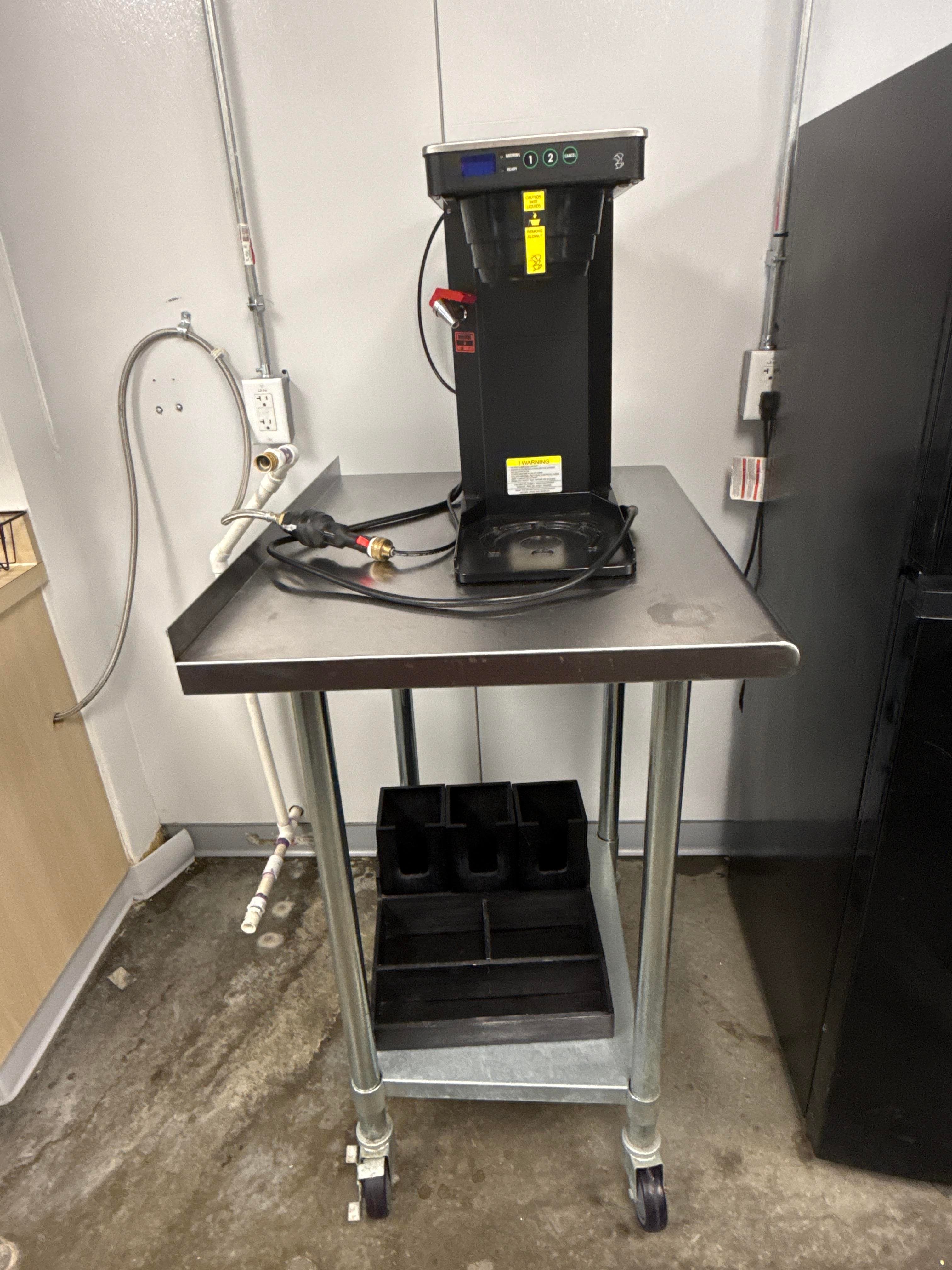 Newco 201-LD Coffee Brewer on Stainless Work Table