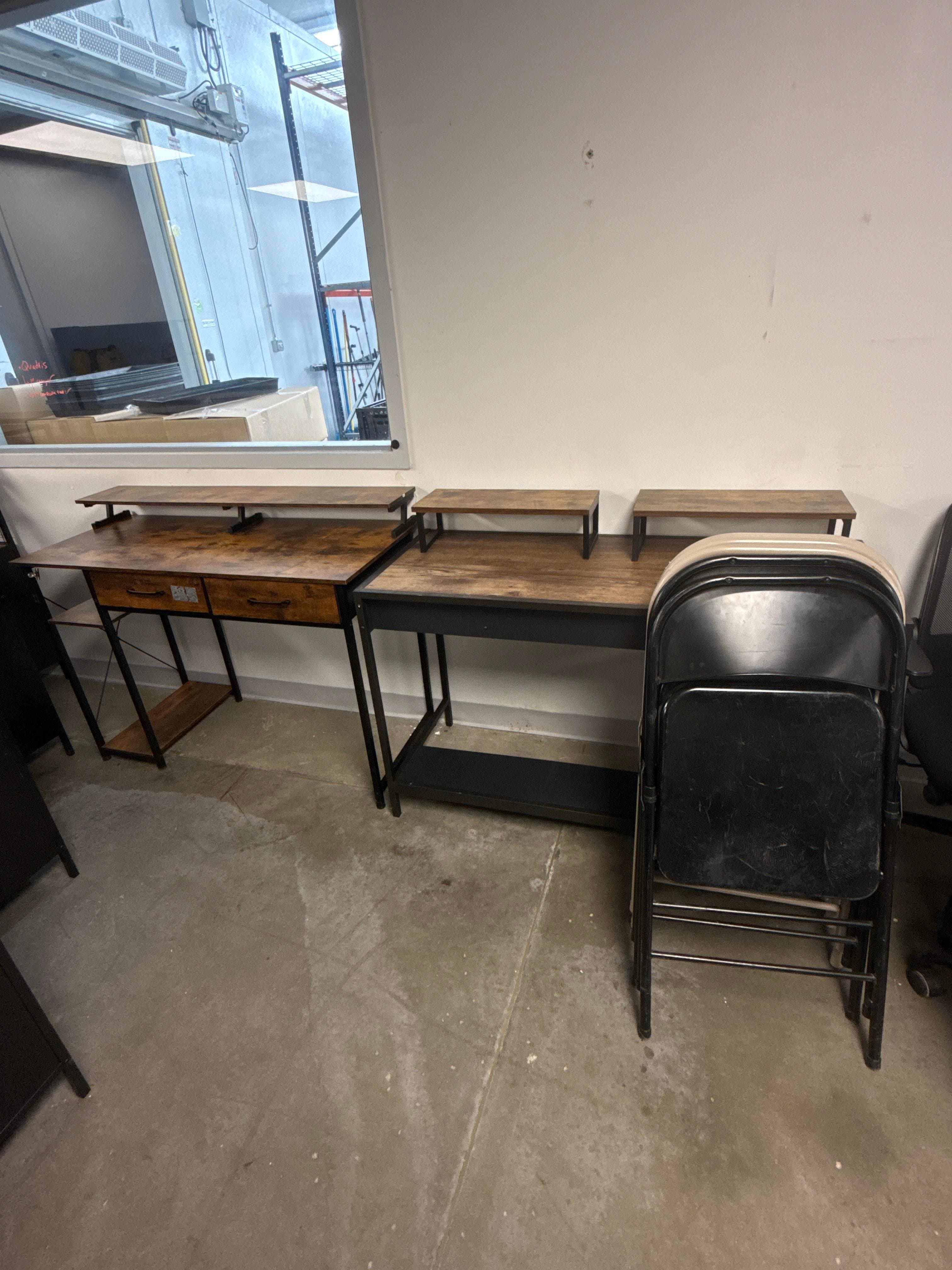 Office Furniture Lot Desks Chairs Cabinets Shelving and Folding Chairs