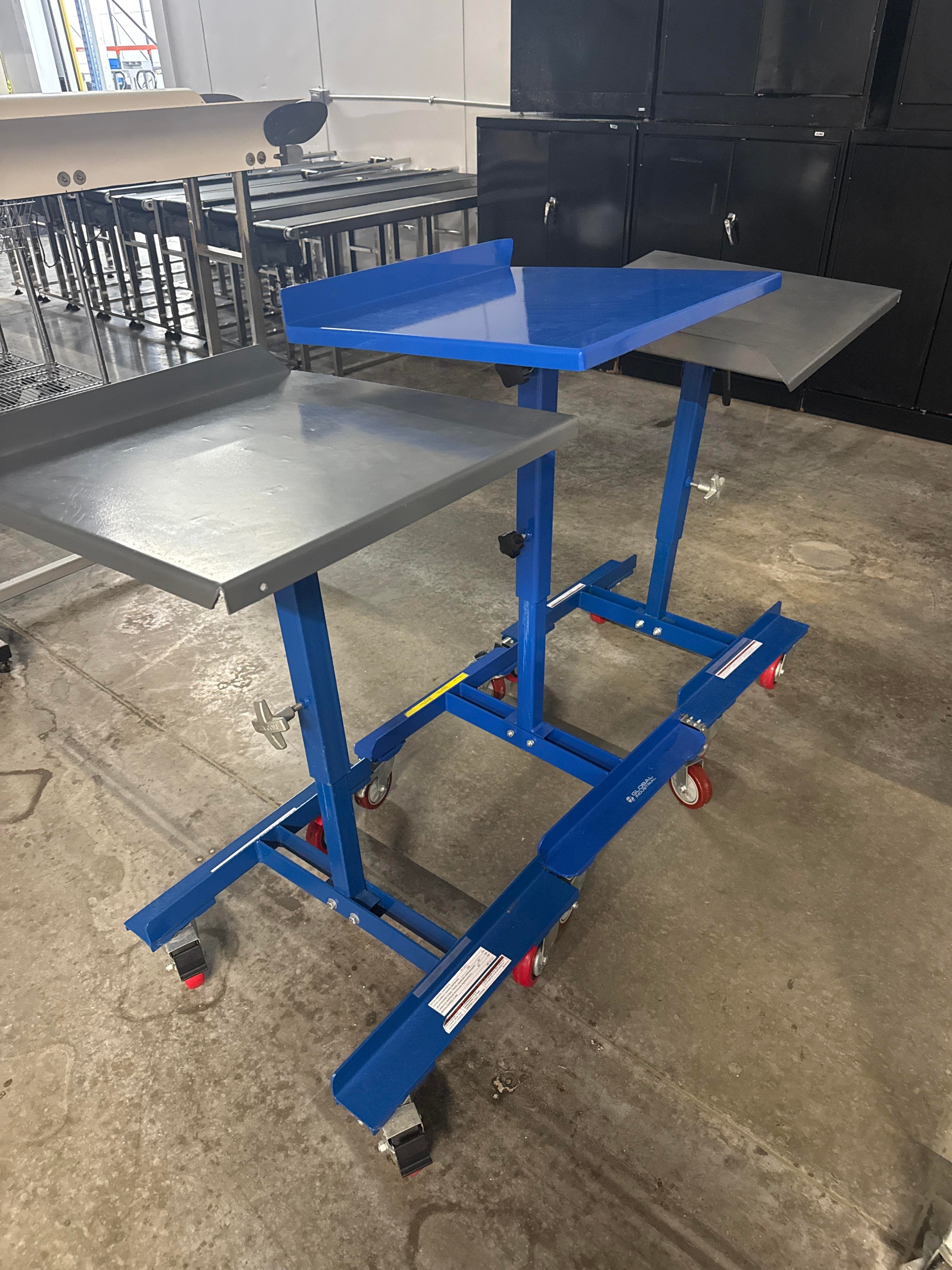 Pair of Adjustable Mobile Workstations, Model WT-2221, 150 lb Capacity