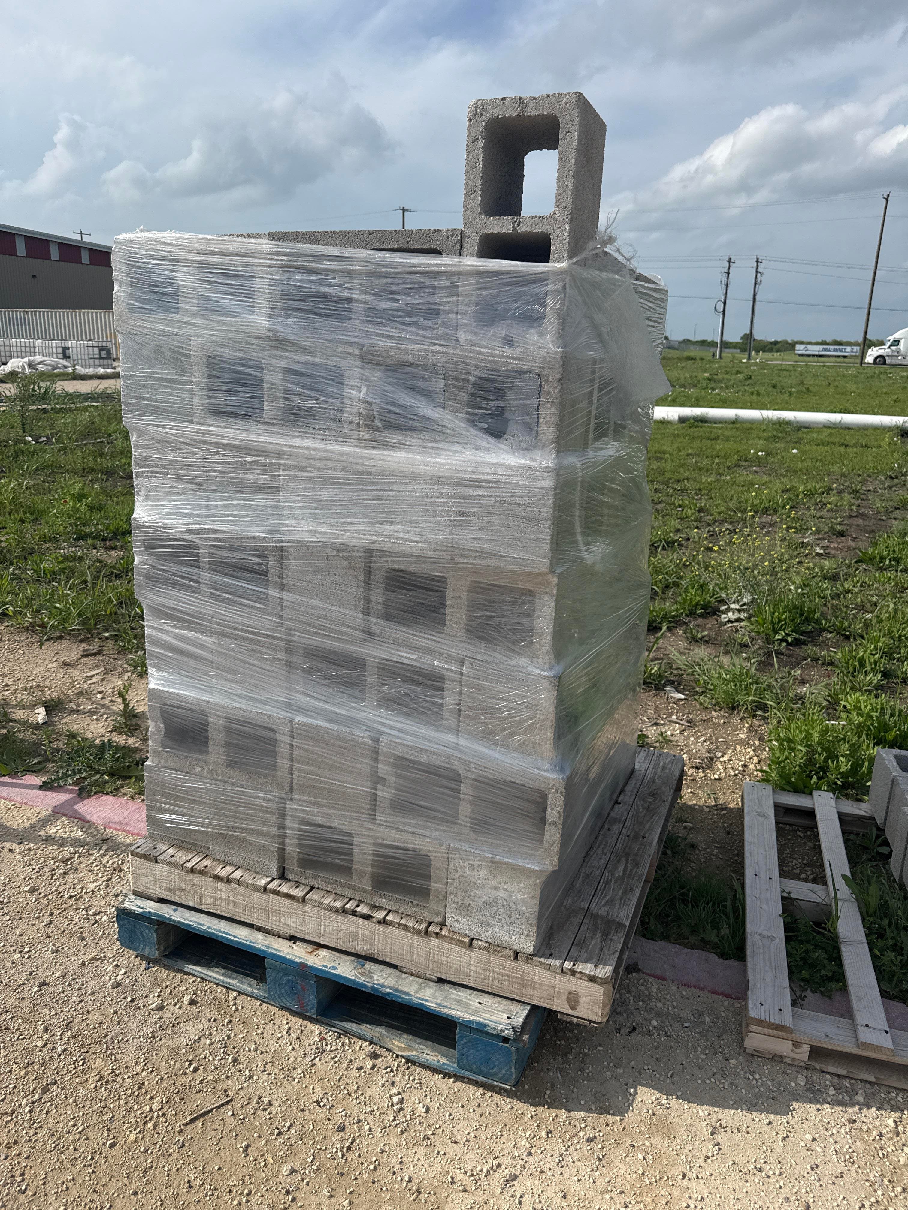 Pallet of Concrete Cinder Blocks CMU Hollow Blocks Assorted Qty