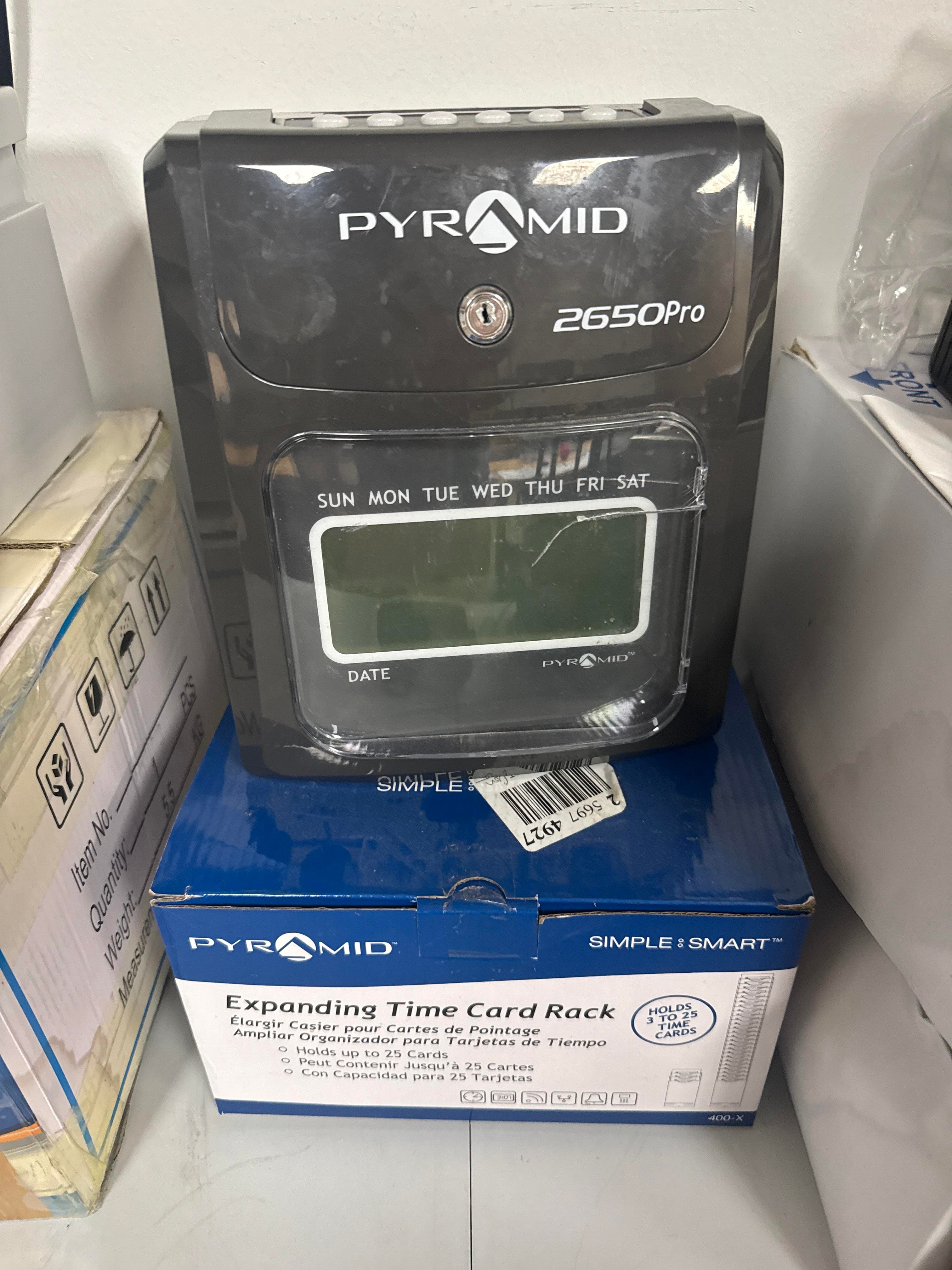 Pyramid 2650Pro Time Clock with Expanding Time Card Rack