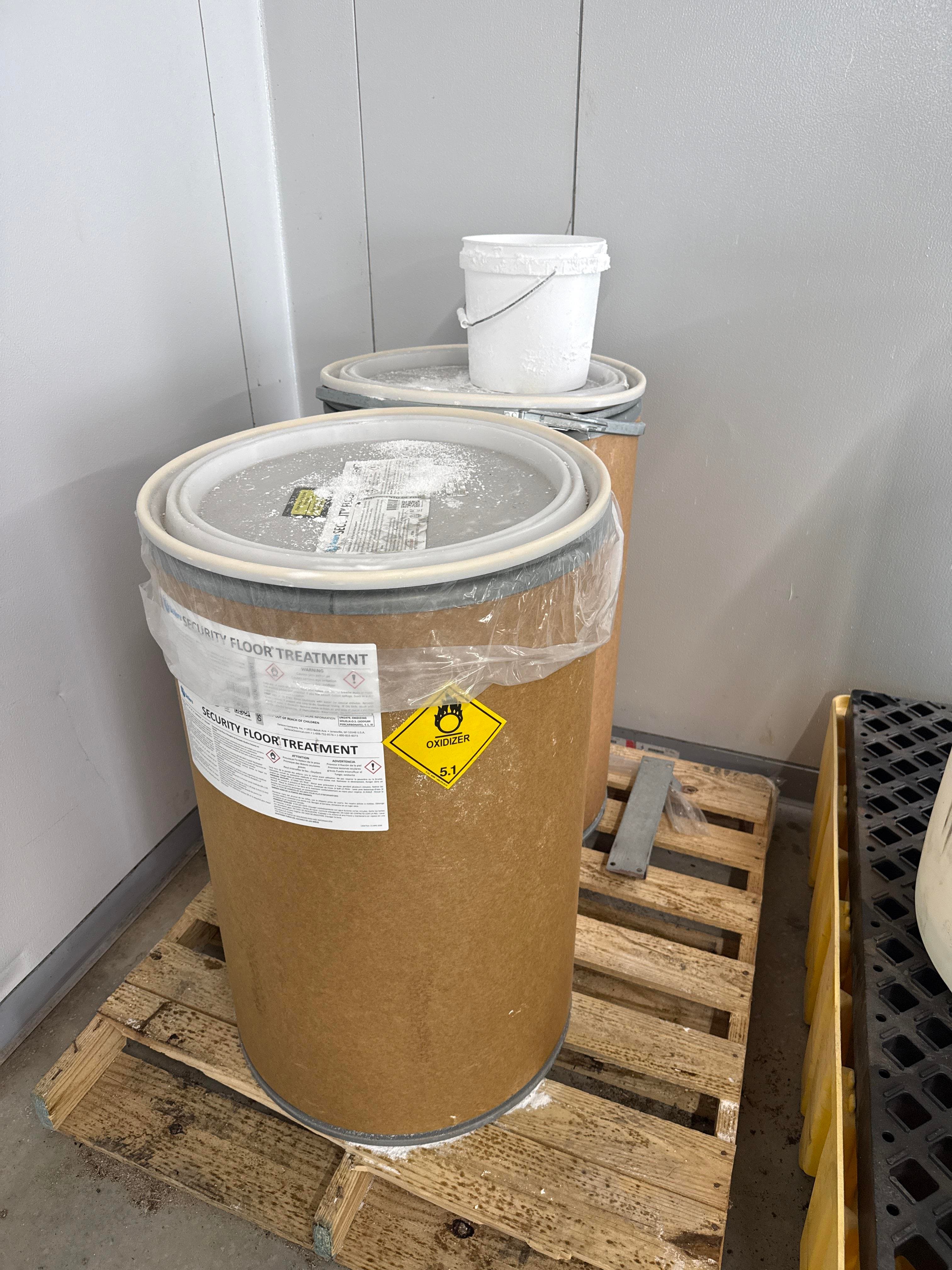 Qty 2 Security Floor Treatment Chemical Drums Oxidizer 5.1