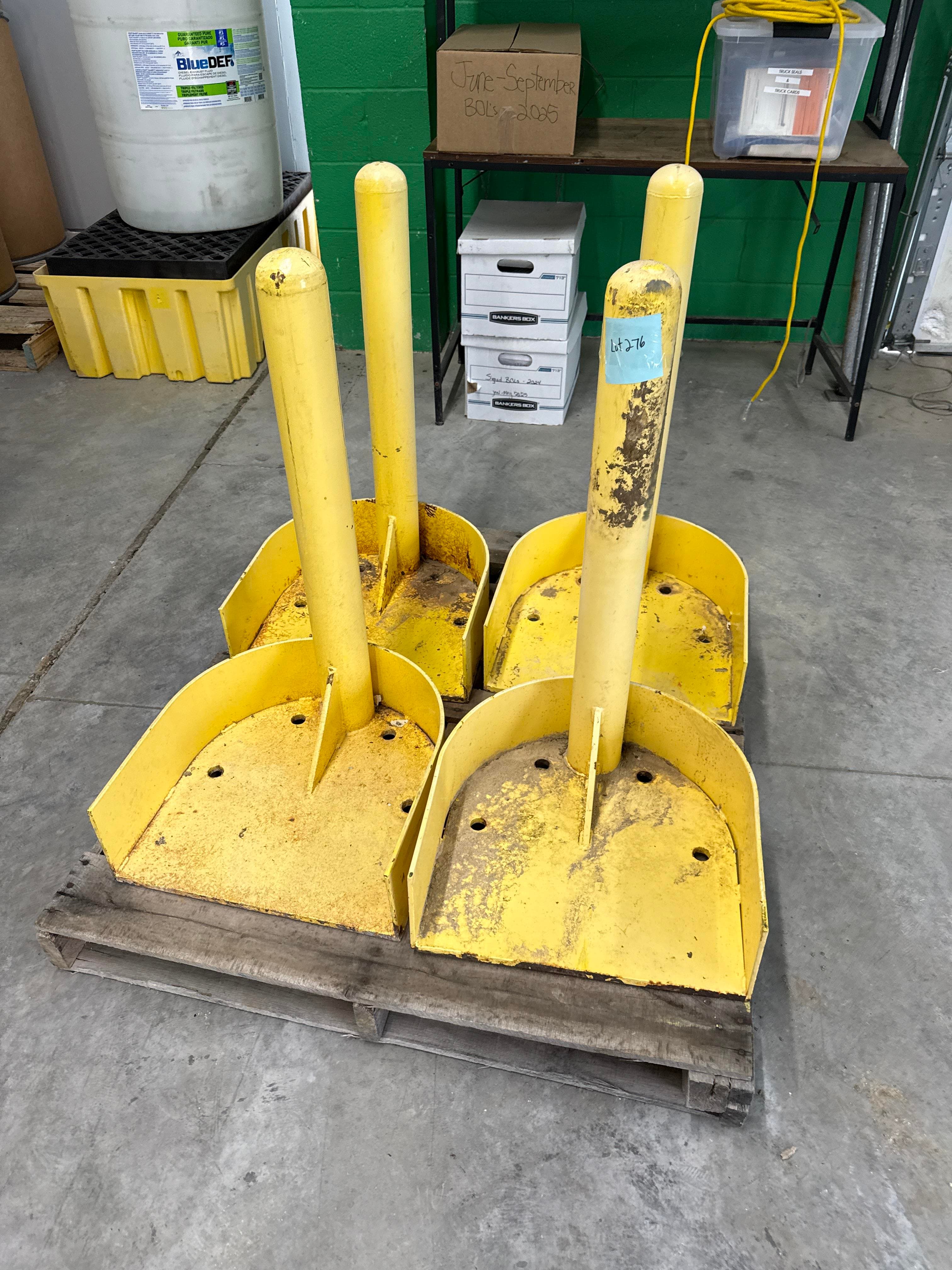 Qty 4 Heavy Duty Steel Safety Bollard Base Guards Yellow