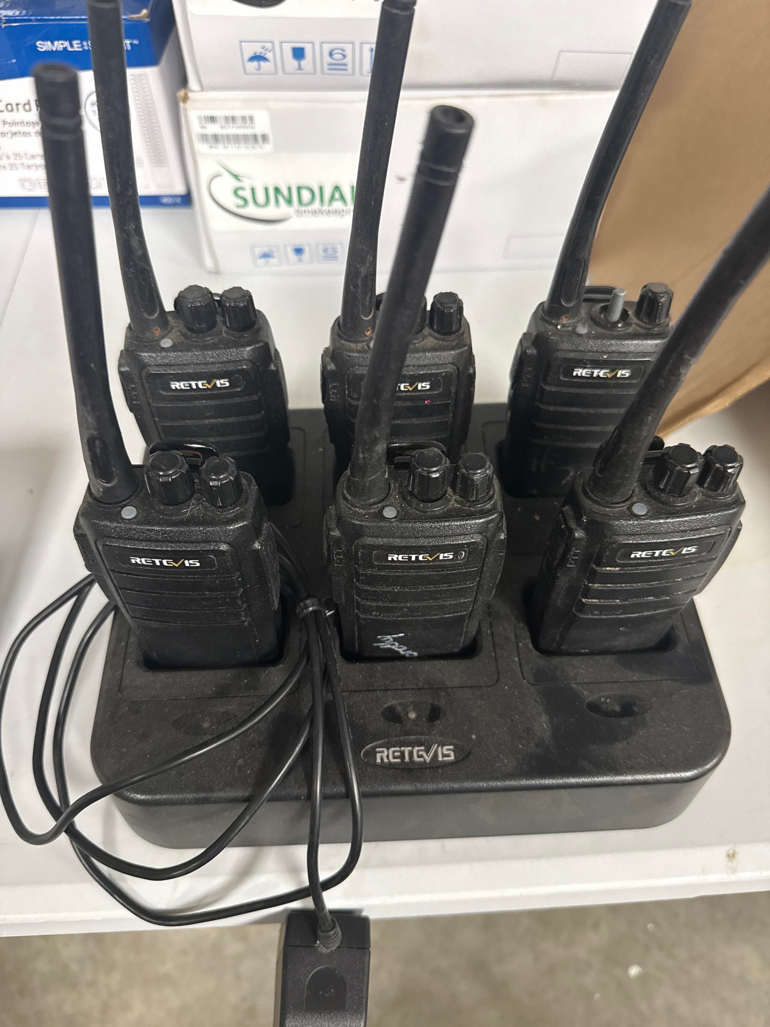 Retevis Two Way Radios with 6 Bay Charging Dock Lot of 6