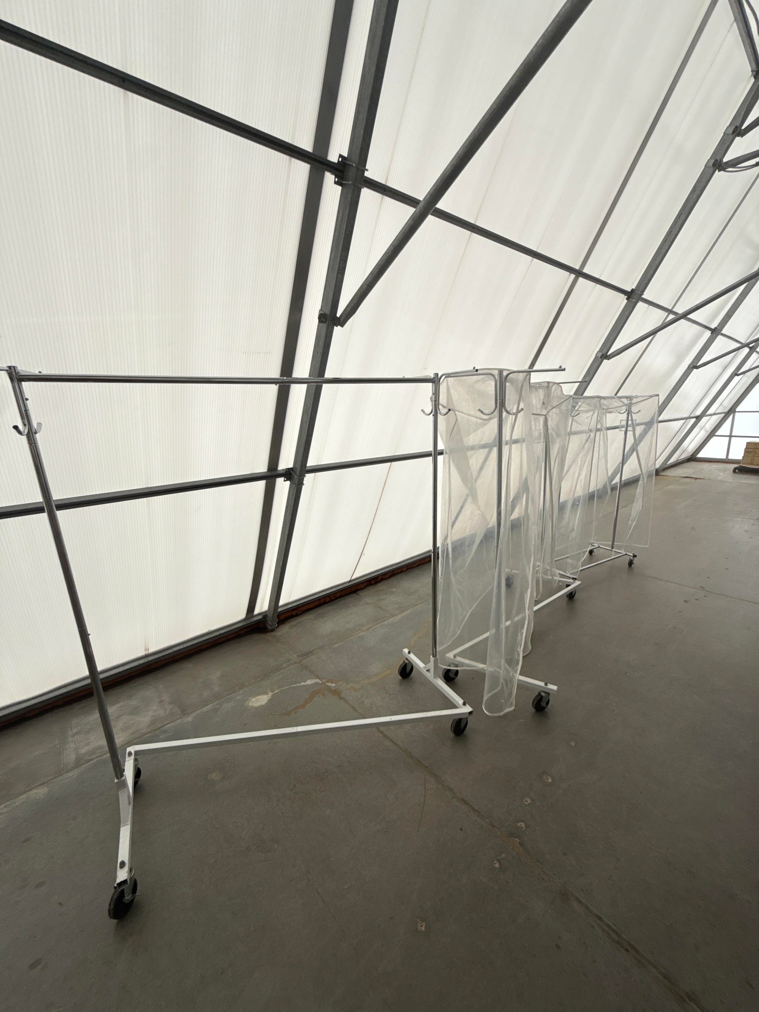 Rolling Garment Rack Cart Lot with 3 Carts and 2 Plastic Covers