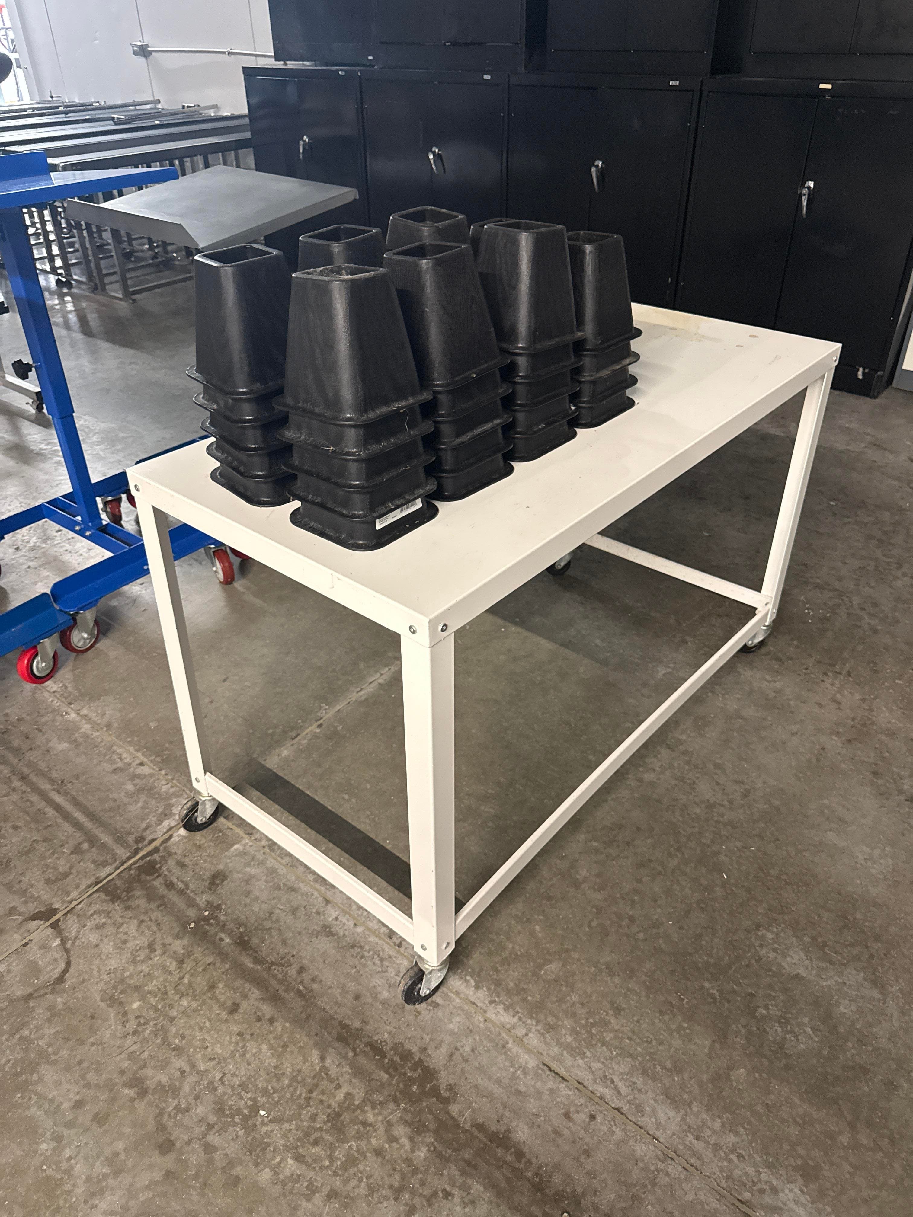 Rolling Utility Table with Plastic Corner Guards / Stackable Floor Protectors