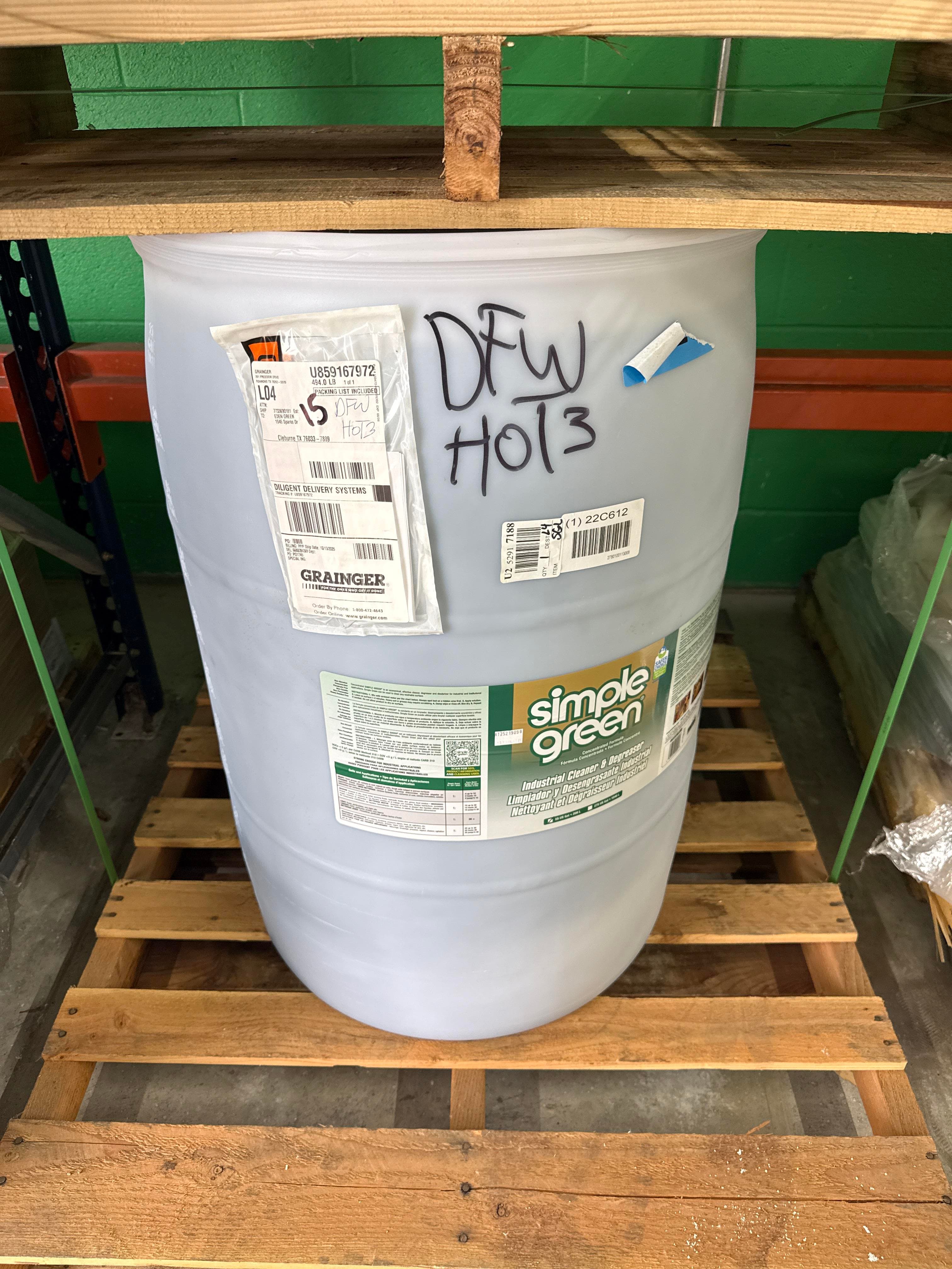 Simple Green Industrial Cleaner and Degreaser Drum on Pallet
