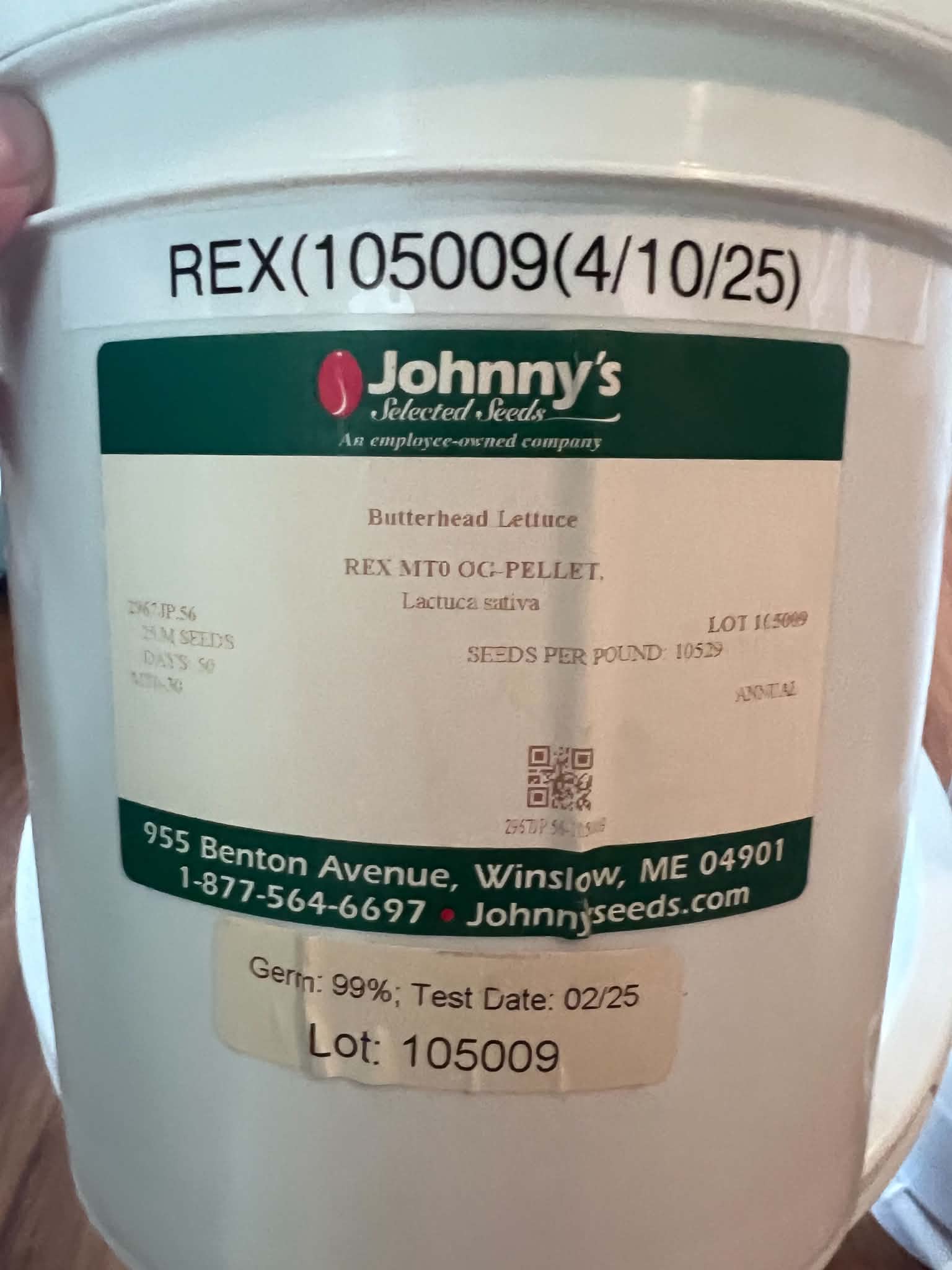 Butterhead Lettuce, Rex MT0 OG Pellet | 25M | Lot 105009 | FOB Dallas, TX