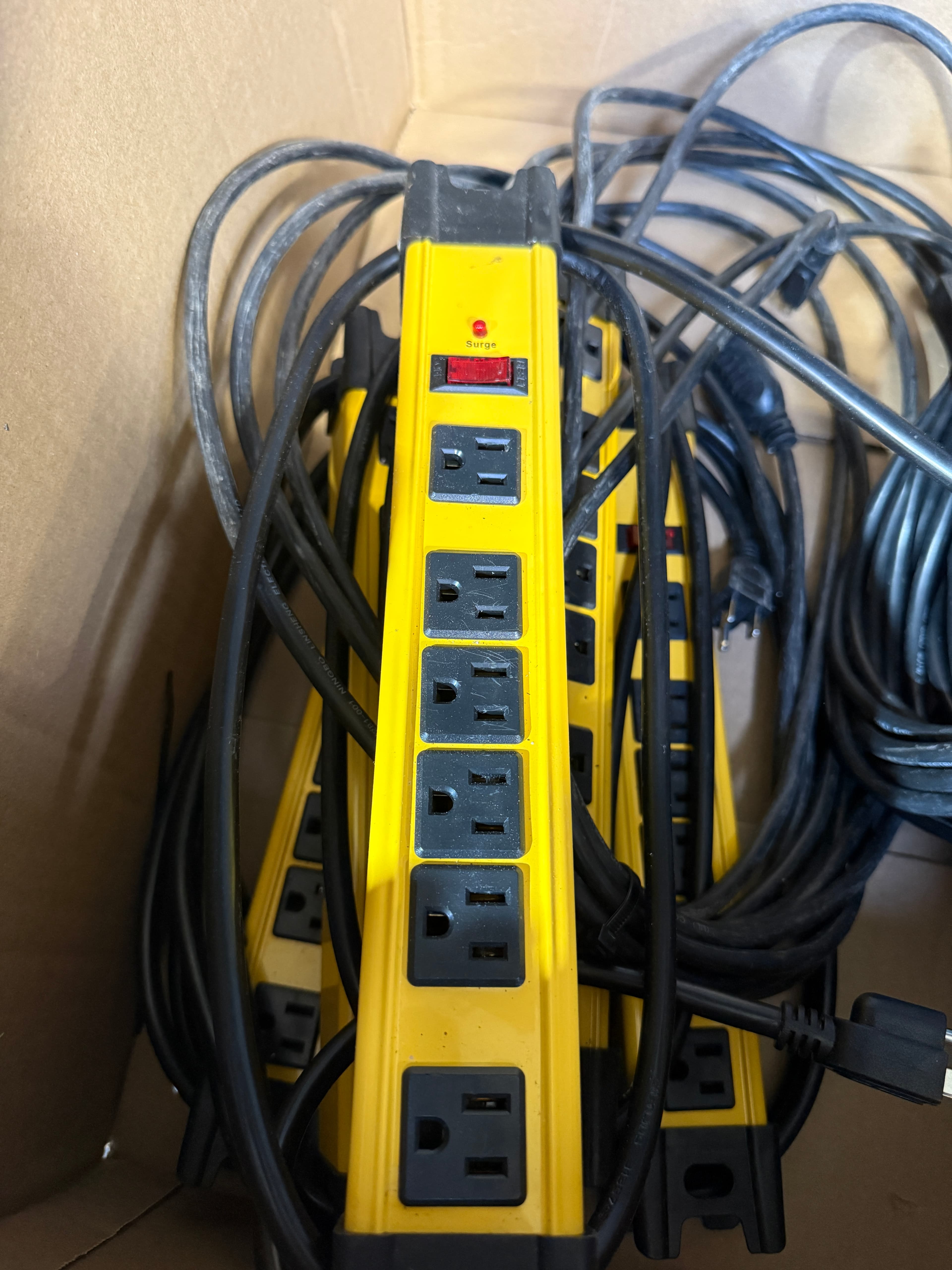 Industrial Surge Protector Power Strip Lot (Yellow, Heavy-Duty) - Used
