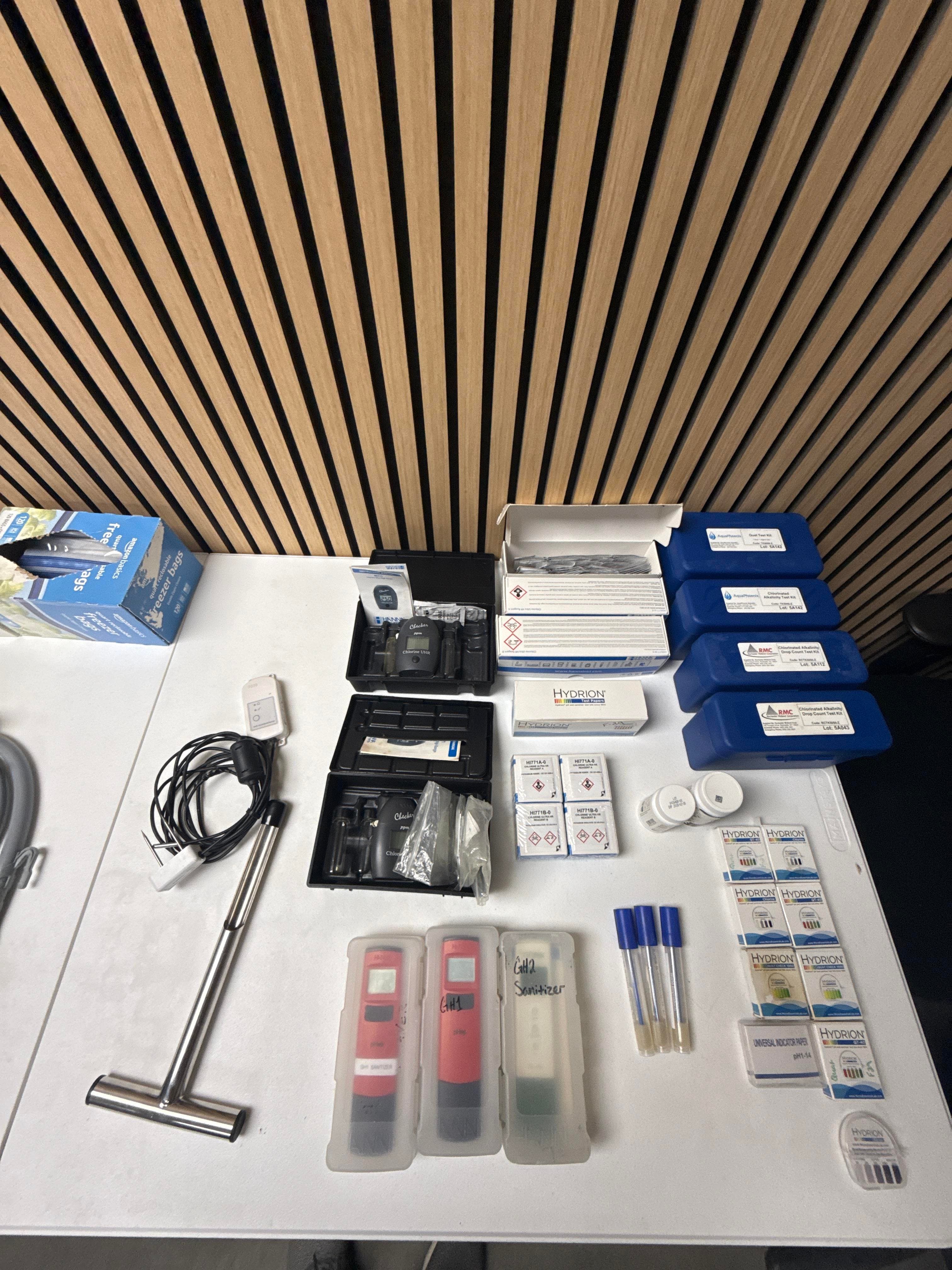 Water Quality Test Equipment Lot with Hanna Meters, Checkers, Hydrion Papers & Hobo Probe